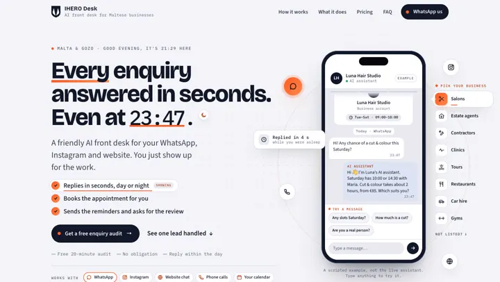 The IHERO Desk website